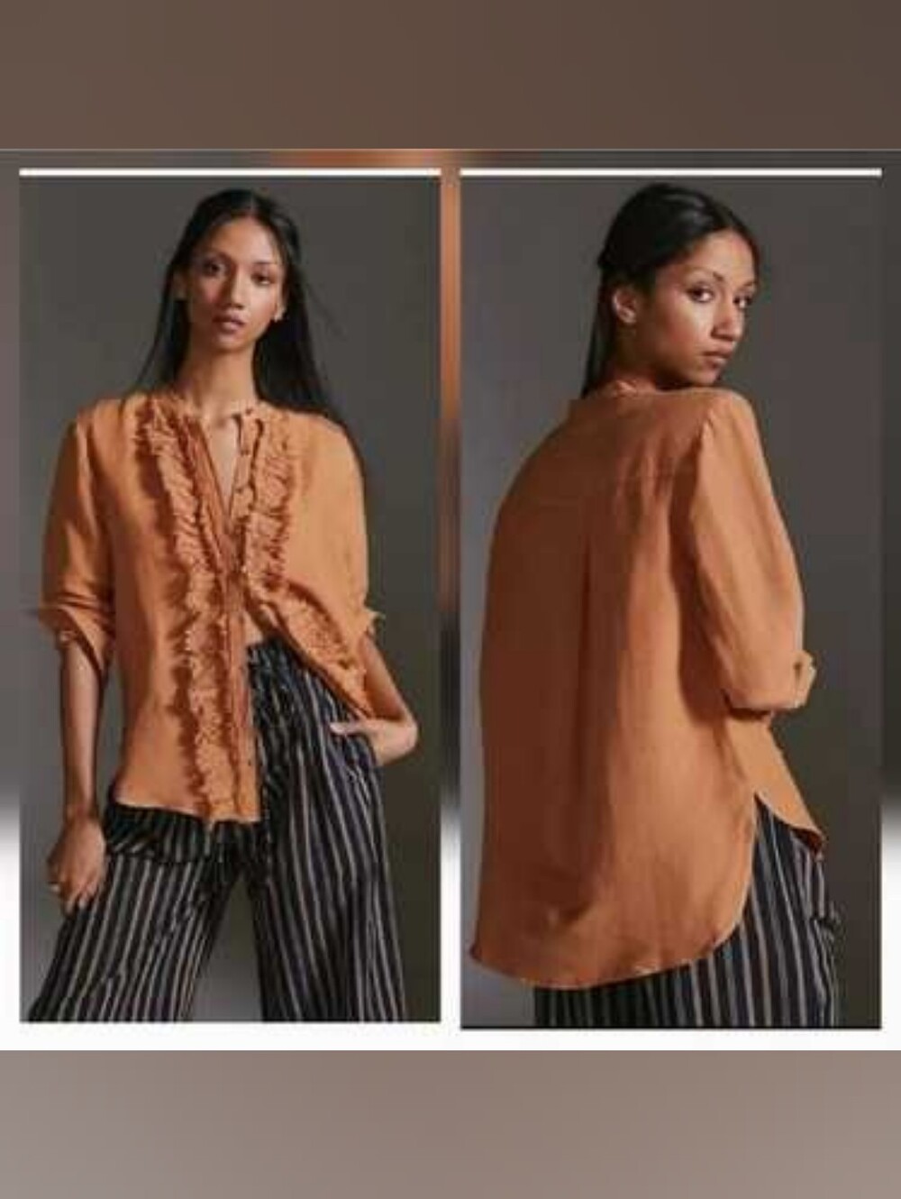 Anthropologie Pilcro Ruffle Blouse Linen blend